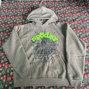 Spider Grey Casual Spider Web Hoodie